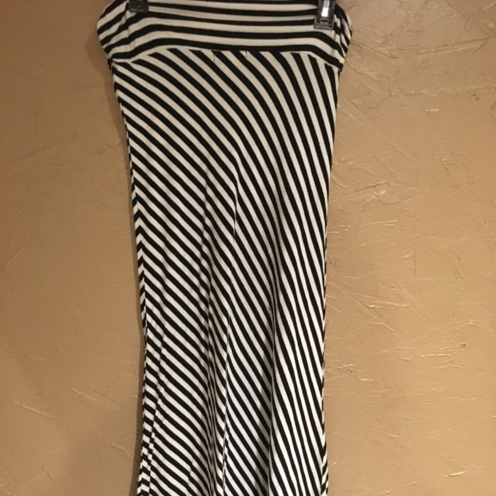 Black and White Asymmetrical Maxi Skirt
